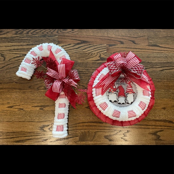 Candy Cane Wreath & round wreath set